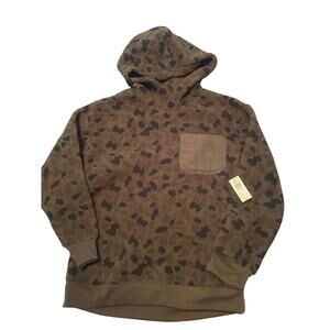 NWT Old Navy Kid's Brown Fleece Pullover Hooded Long Sleeve Warm Size XL(14-16)